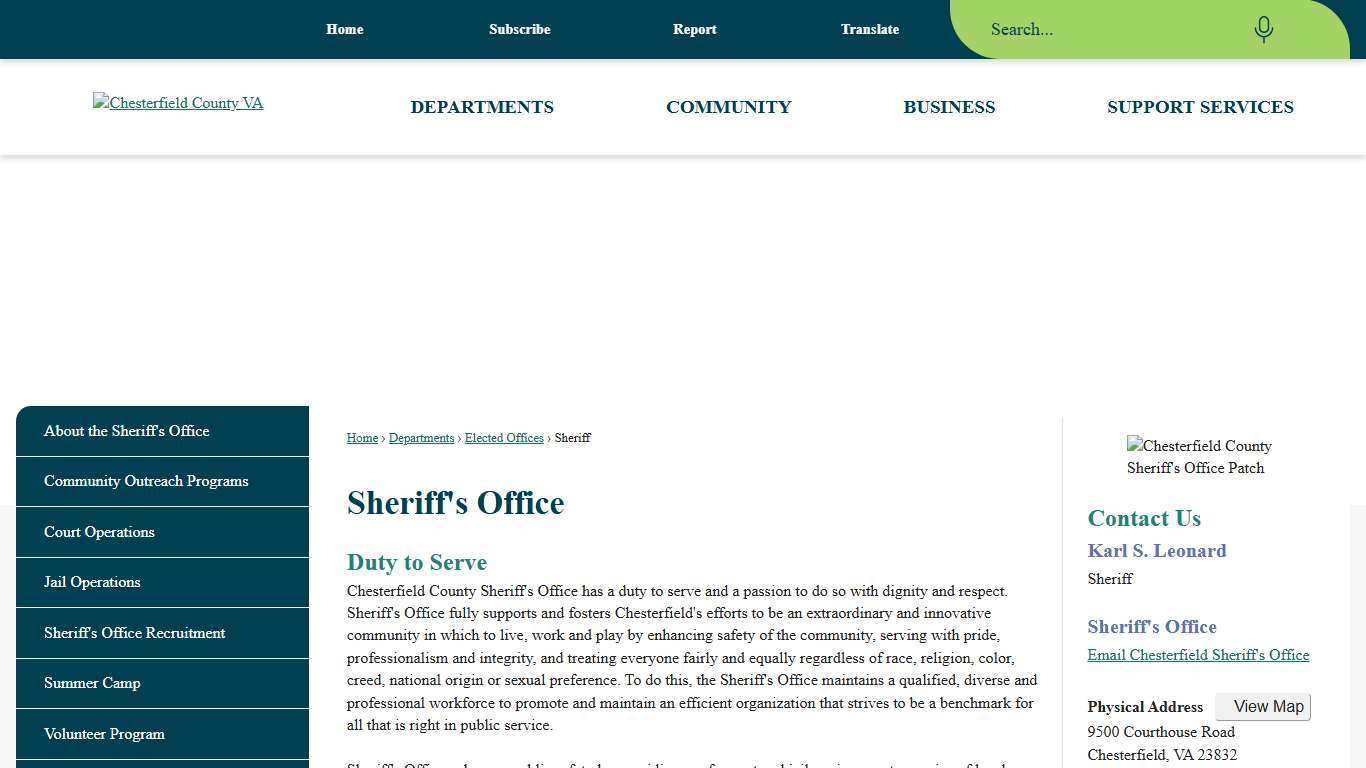 Sheriff's Office | Chesterfield County, VA